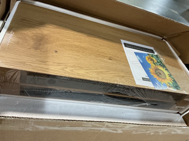 Condition photo showing New/Like New for fun memories 12 inch deep oak floating shelf, 24 x 12 rustic wood wall shelf for books, 2" thick deep floating shelf for storage & display in kitchen, living room, bedroom, 2 packs oak 24"w x 12"d, 2packs