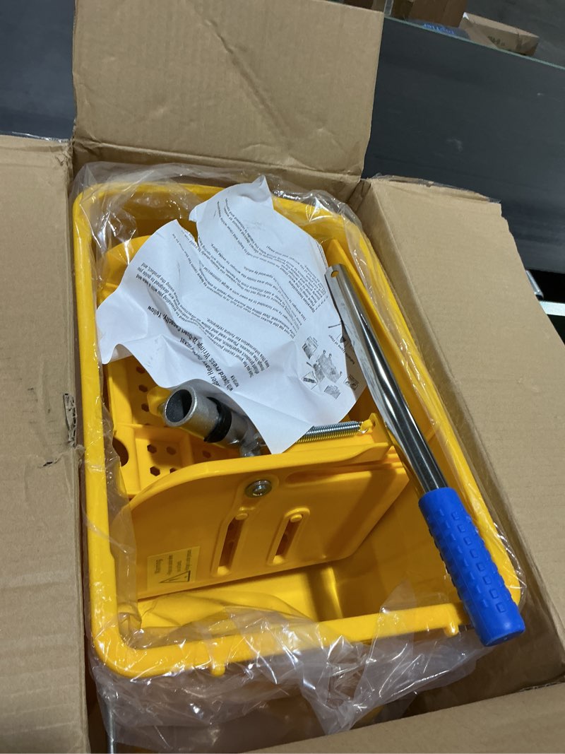 Condition photo showing Good Condition for mind reader mop bucket with wringer (mop not included), 5.5 gallon cleaning bucket with wheels and handle, upward press wringer, small mop compatible, yellow mop bucket only yellow