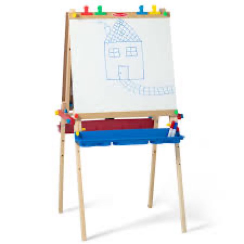 Melissa & Doug Deluxe Wooden Art Easel for Kids with Dry-Erase Board, Chalkboard & Drawing Paper Rol