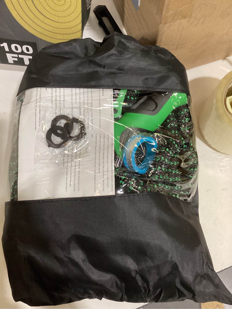 Condition photo showing Good Condition for 100 ft garden hose,2026 new improved lightweight all-weather water hoses, ultra durable and flexible garden hose with 10-function spray nozzle, leak-free connections garden hose for yard, lawn,outdoor blackgreen 100ft