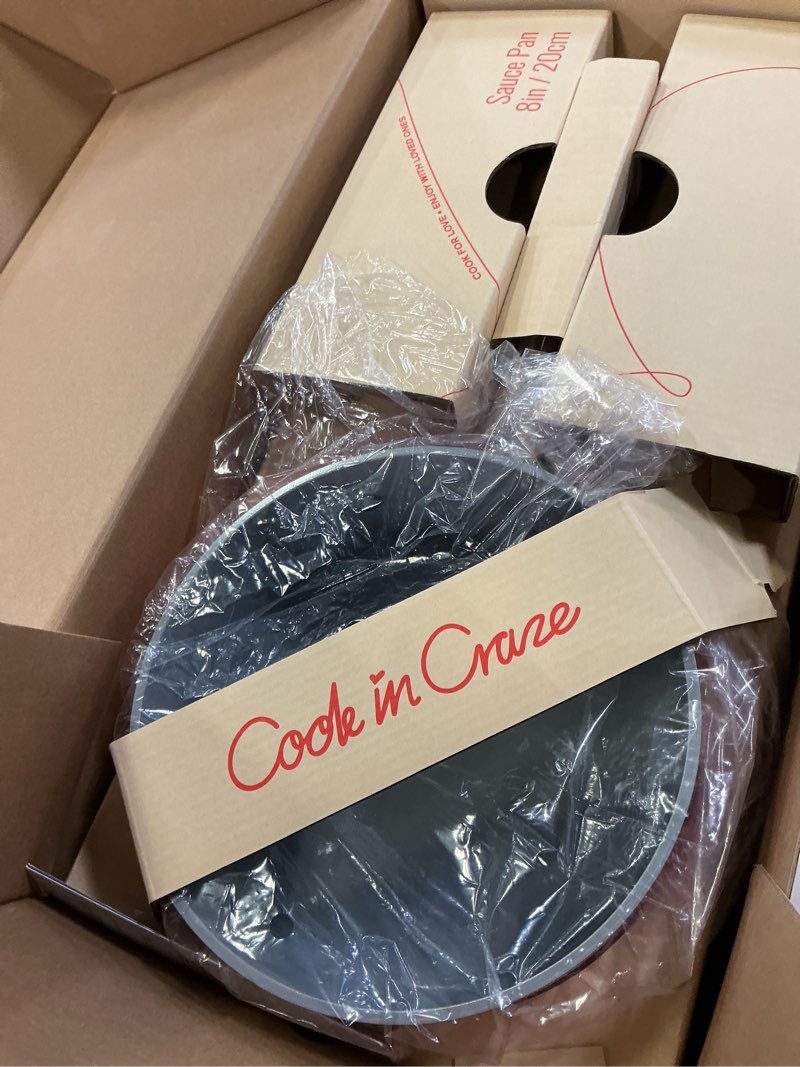 Condition photo showing New/Like New for 3.5QT Nonstick Ceramic Sauce Pan with Lid 8 Inch Ceramic Cookware Even Heat Distribution, Non Toxic PFAS-Free Healthy Cooking Pot for All Stovetops, Oven Safe Up To 500°F, Fusion Red