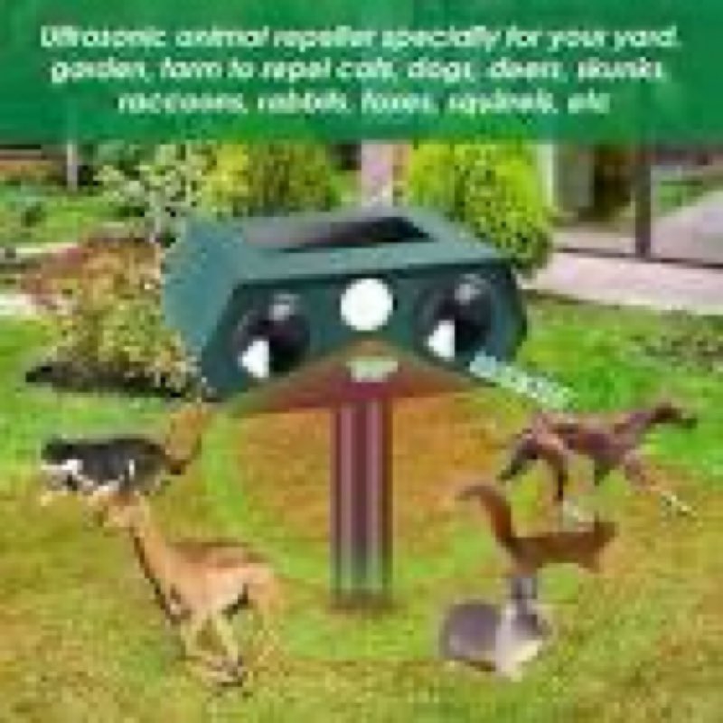 2026 Upgraded Solar Ultrasonic Animal Repellent Sonic Deer Repellent Devices Cat Repellent Outdoor w