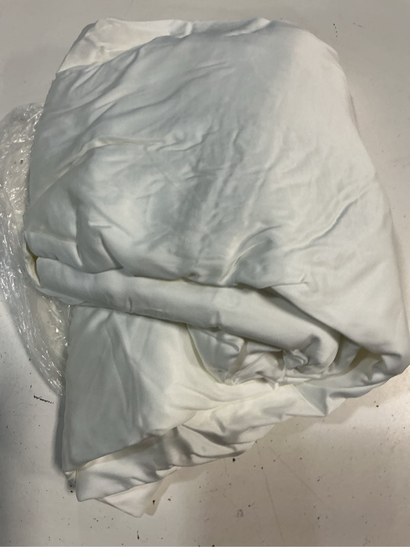 Condition photo showing As Is for quince bamboo fitted sheet set, king, white