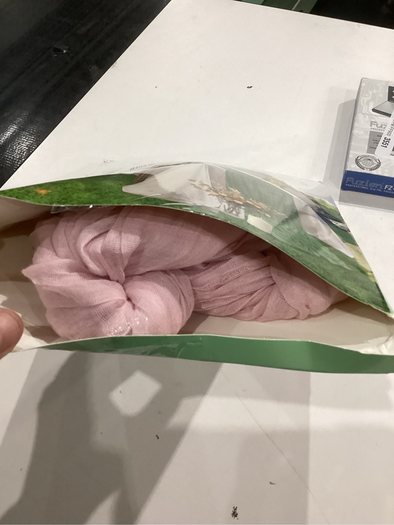 Condition photo showing Good Condition for 2 Pack Pink Cheesecloth Table Runner, 10Ft Boho Gauze Cheese Cloth Table Runners for Wedding, Party, Dinner, Baby Shower, 120 Inches Long Table Runner for Valentine's Day, Easter, Mother's Day Decor