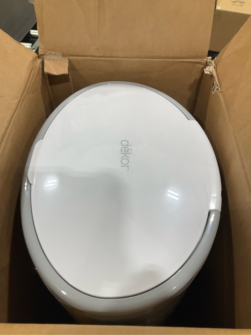 Condition photo showing As Is for Diaper Dekor EKO Classic Diaper Pail, White | ONLY Eco-Friendly Diaper Pail Made with 70% Recycled Materials | Hands-Free: Step–Drop–Done | Cost-Effective Refill System Eko White