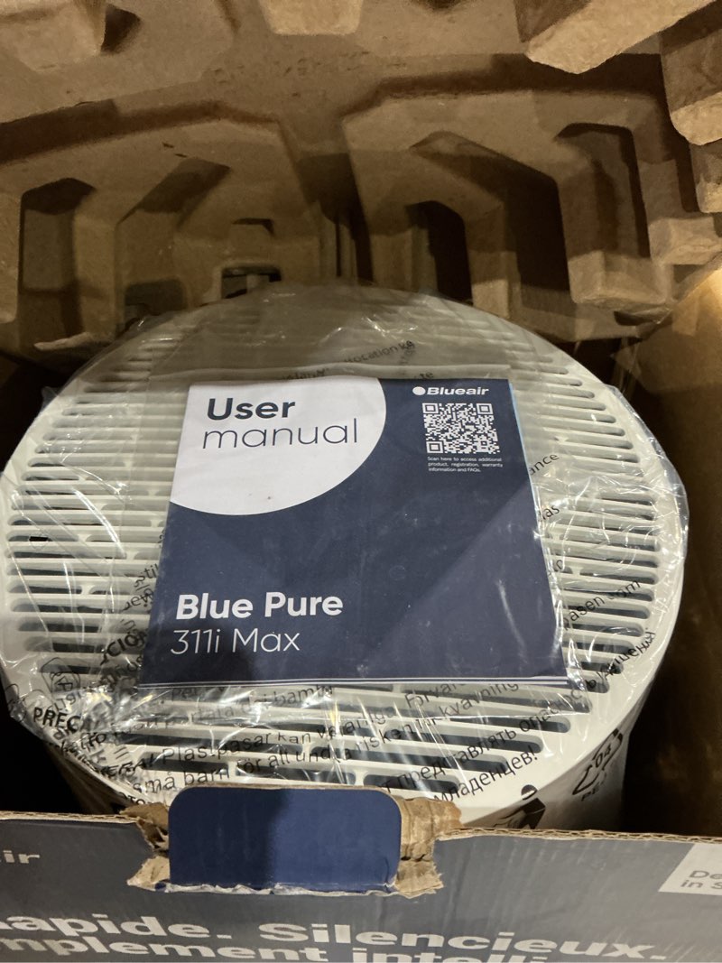 Condition photo showing Good Condition for blueair  in  fast. quiet. simply smart.  blue pure 311i max air purifier  hepasilent™ dual filtration technology  maximum filtration, minimum noise.  effortless customization  four fabric pre-filters and three primary filters to choose from.  simply smart  simple two button control intuitive voice ossistant  up to 2106 ft²  tes  3  b