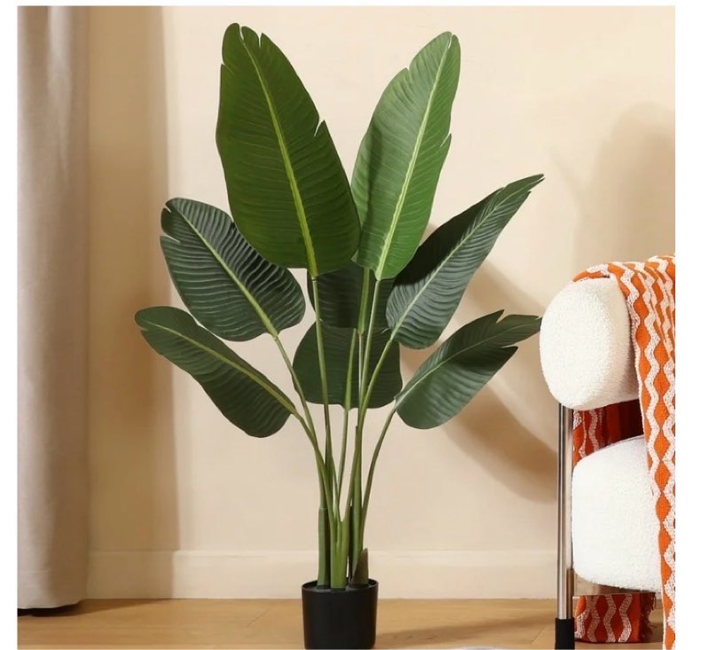 4 feet artificial bird of paradise plant fake tropical palm tree for indoor outdoor, perfect faux plants for home garden office store decoration
