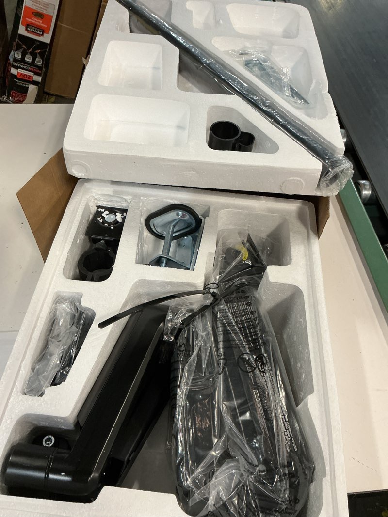 Condition photo showing Good Condition for huanuo triple monitor mount for 13-27 inch computer screens, gaming 3 monitor desk mount with arm holds 19.8lbs, triple monitors stand with tilt, swivel, rotation, vesa 75x75, 100x100mm