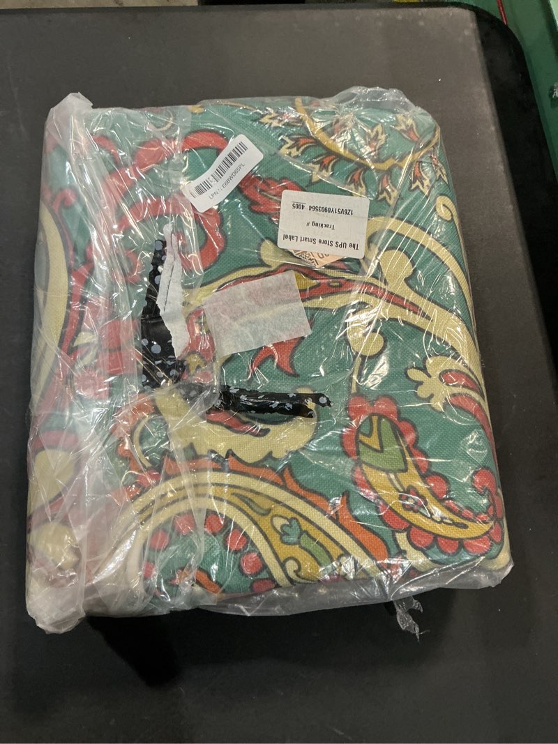 Condition photo showing New/Like New for arenarug paisley waterproof outdoor rug 5x8, uv resistant, terracotta | non slip, easy to clean, faux linen outdoor carpet for patio, deck balcony backyard, terracotta boho terracotta 5' x 8' (rectangular)