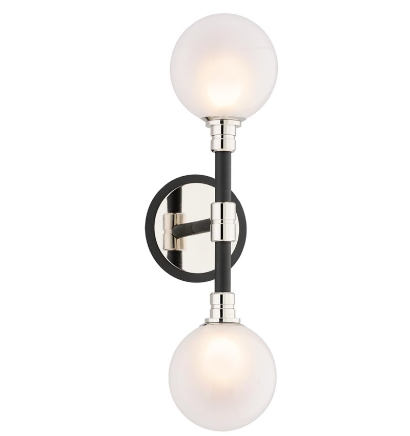 Troy-Standard B4822-TBK/PN Andromeda - 2 Light Wall Sconce 19.25 inches Tall and 5.25 inches Wide - Textured Black & Polish Nickel