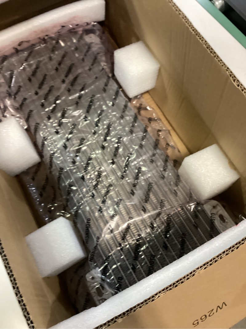 Condition photo showing Good Condition for mishimoto universal fit transmission cooler, 13-row stacked plate, 22.85" x 7.10” x 1.25” core