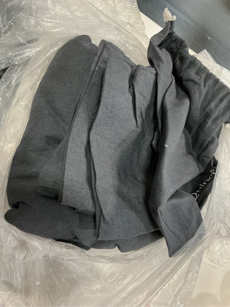 Condition photo showing As Is for european linen duvet cover set, full/queen, charcoal