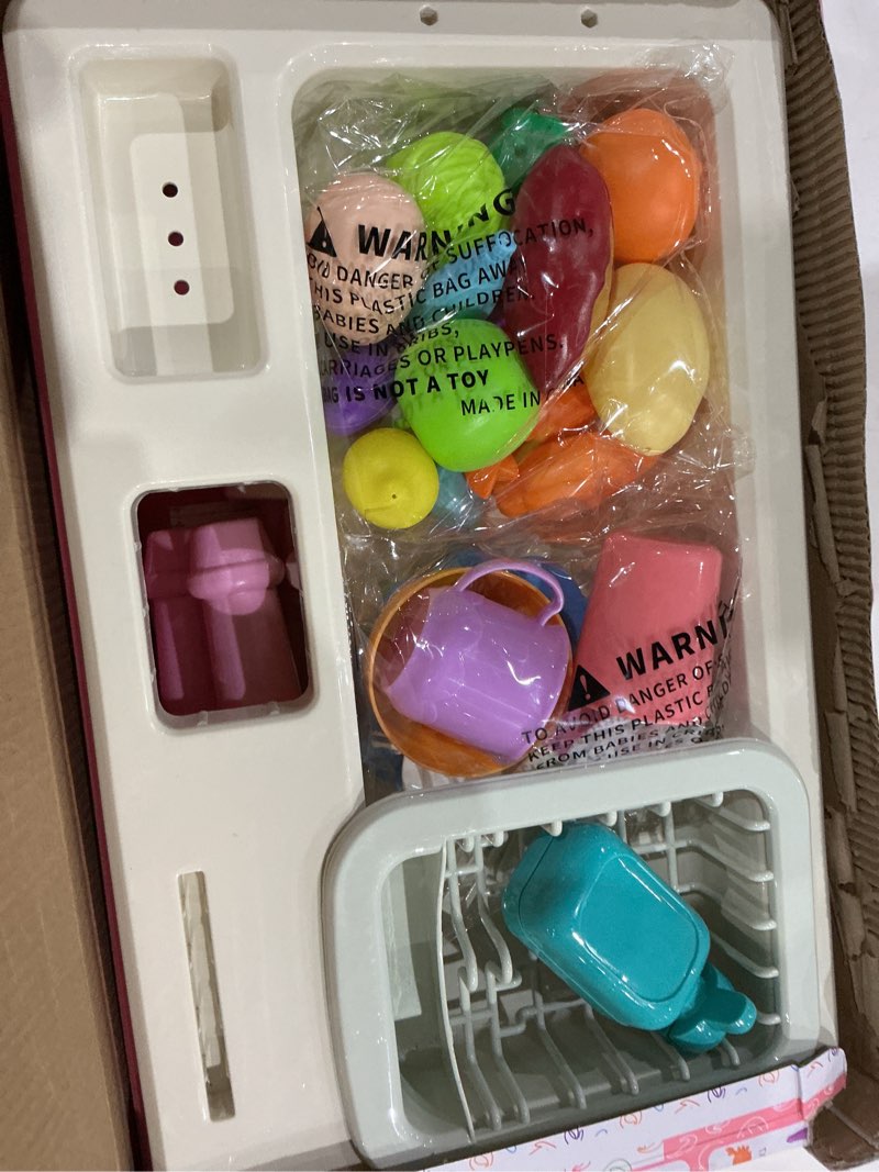 Condition photo showing As Is for doloowee color changing kitchen sink toys,electric dishwasher playing toy play sink for kids 3-5 with running water,upgraded faucet and play dishes,pretend play kitchen toys for kids boys girls(pink) advanced edition | temperature-sensitive + high-flow pump/pink