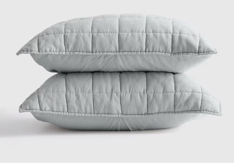 quince european linen box quilted sham set king mist 