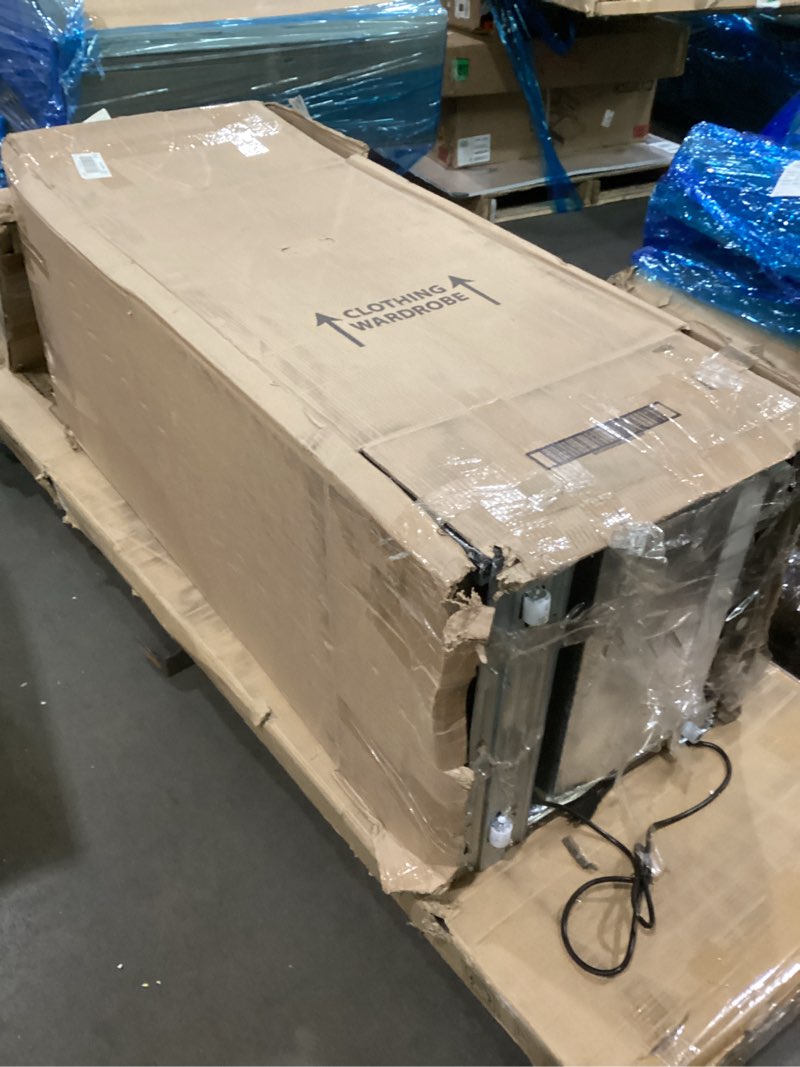 Condition photo showing As Is for Frigidaire Upright Freezer, 6.5 cu. ft., Deep Freeze, Vinyl Coated Metal with Wire Shelving, Compact for Kitchen, RV, Dorm, Cabin, and Trailer, Platinum Design Series, Silver - 21D x 23W x 56H 6.5 cu ft