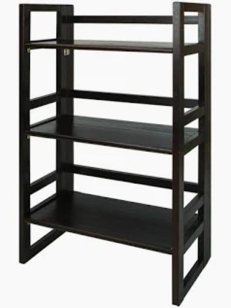 casual home 3 shelf folding stackable bookcase, 27.5" wide, espresso