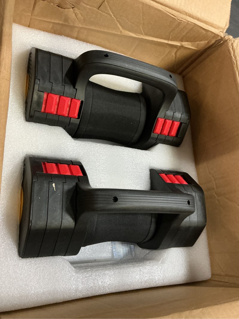 Condition photo showing New/Like New for Nimsqury 41LBS Adjustable Dumbbell Set, Each 5/10.3/15.4/20.5lb Adjustable Dumbbells for Men Women, 4 Level Weights Set with Handle as Kettlebell for Home Gym Workout black