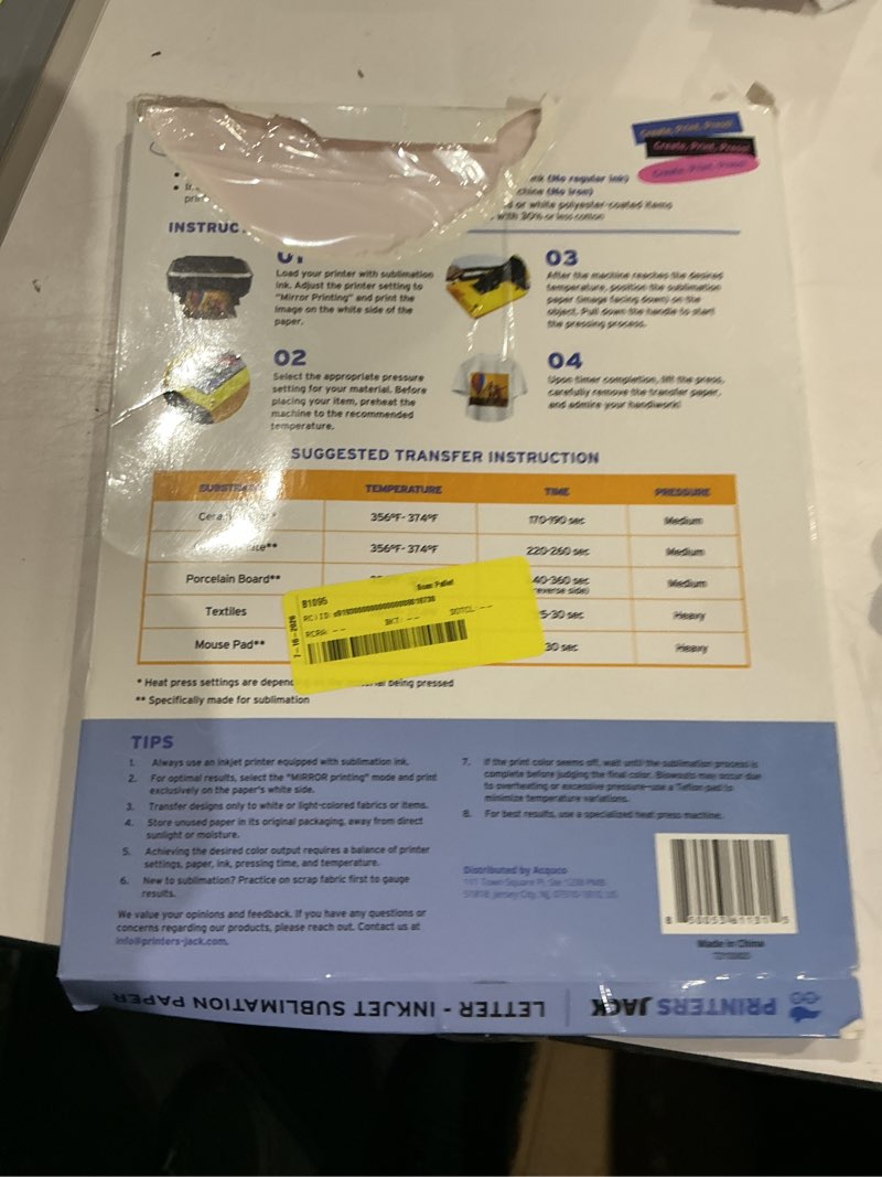 Condition photo showing Good Condition for printers jack sublimation heat transfer paper 125 gsm 100 sheets 8.5" x 11" for any epson hp canon sawgrass inkjet printer for t-shirt, mugs, 1 layer