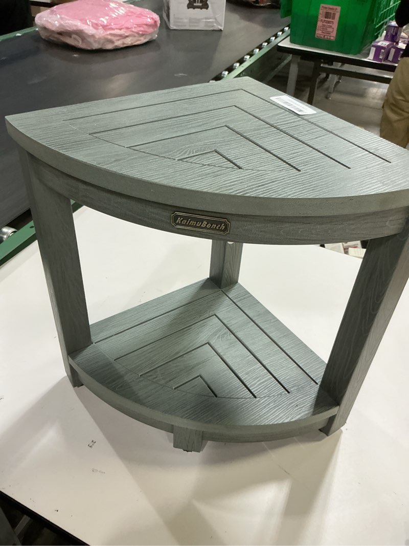 Condition photo showing Good Condition for Waterproof Shower Bench for Inside Shower, Gray HDPS Corner Shower Stool for Shaving Legs, Poly Lumber Shower Foot Seat, Plastic Bathroom Shower Bench Seat with Storage Shelf, Non-Slip/No-Maintenance Grey
