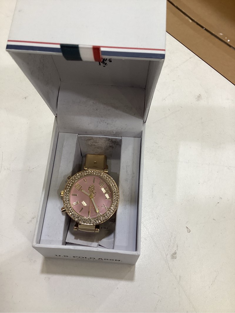 Condition photo showing Good Condition for u.s. polo assn. women's usc40063 gold-tone and pink bracelet watch