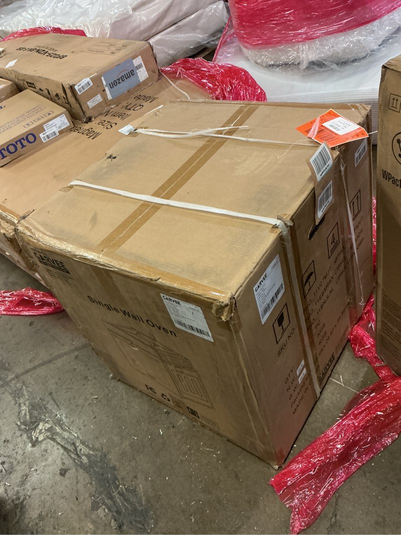 Condition photo showing As Is for 24" Single Wall Oven, 2.5 Cu.Ft Built-in Electric Oven with 8 Cooking Modes, Stainless Steel Convect(glass is broken)