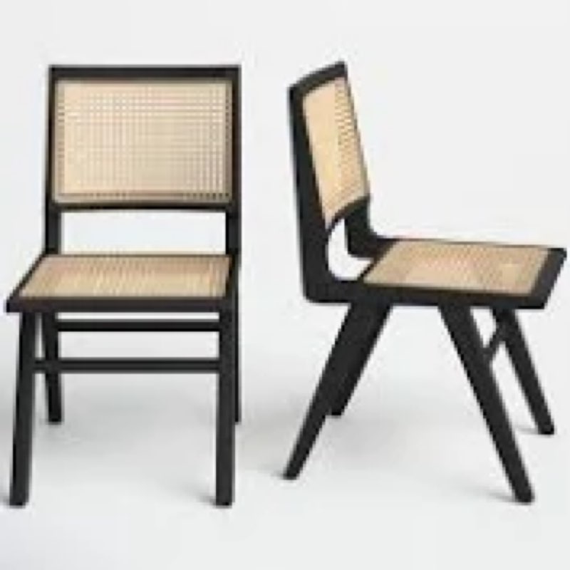 Single Charlie natural wood cane side chair 