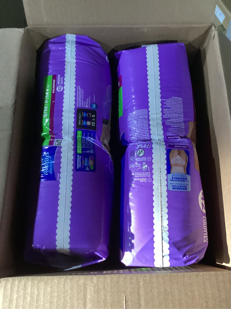 Condition photo showing New/Like New for always discreet incontinence underwear women's - maximum protection - small/medium - 84ct