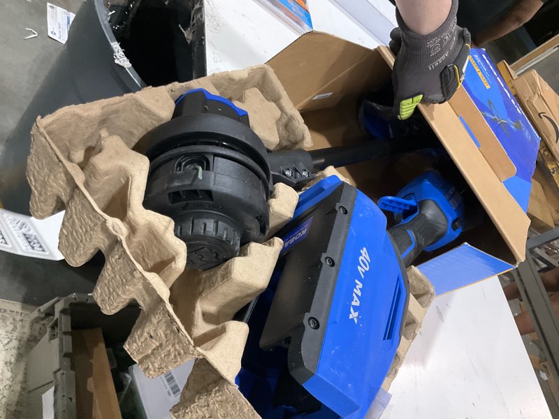 Condition photo showing As Is for kobalt gen4 40-volt 15-in straight shaft battery string trimmer 4.0 ah