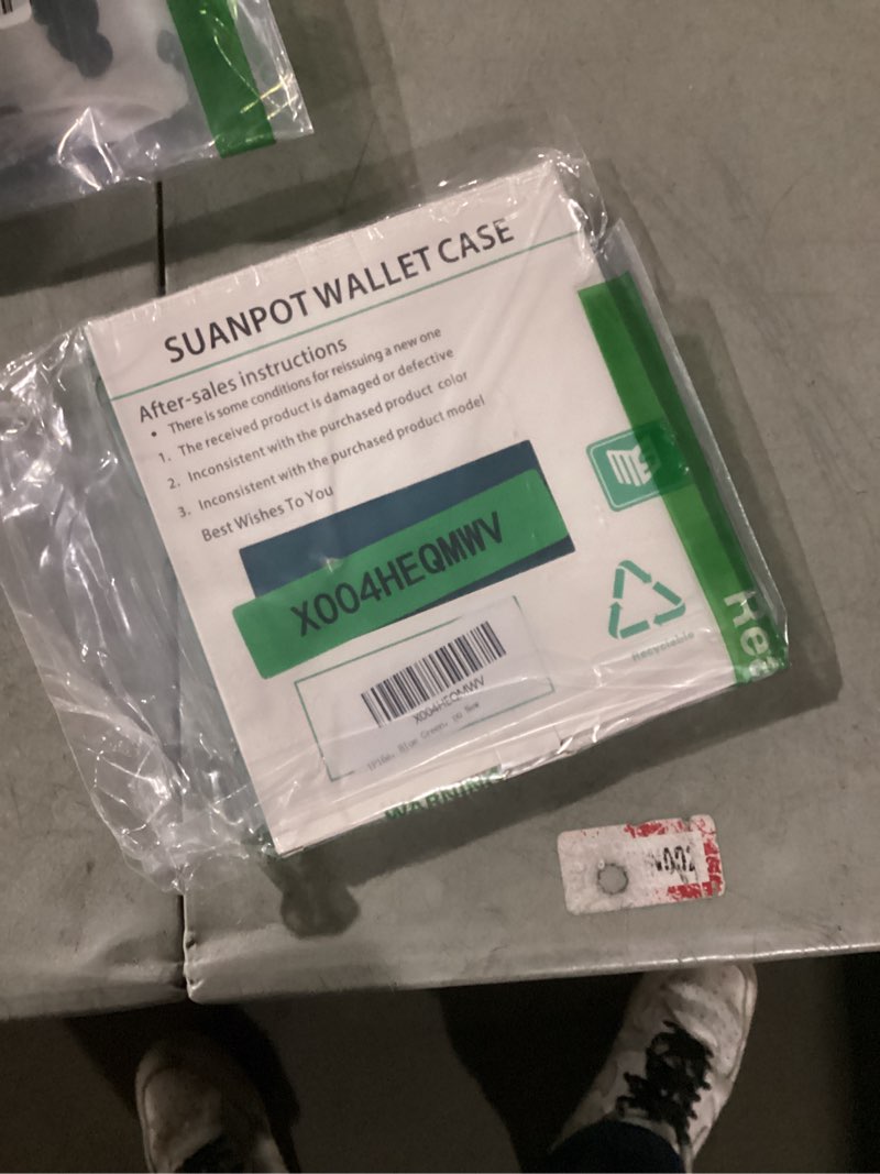 Condition photo showing New/Like New for SUANPOT Compatible with iPhone 16e 6.1"/iPhone 17e 6.1" Wallet case with RFID Blocking Credit Card Holder,Flip Book PU Leather Protective Cover Women Men for Apple 16e Phone case Blue Green Flip Case Blue Green