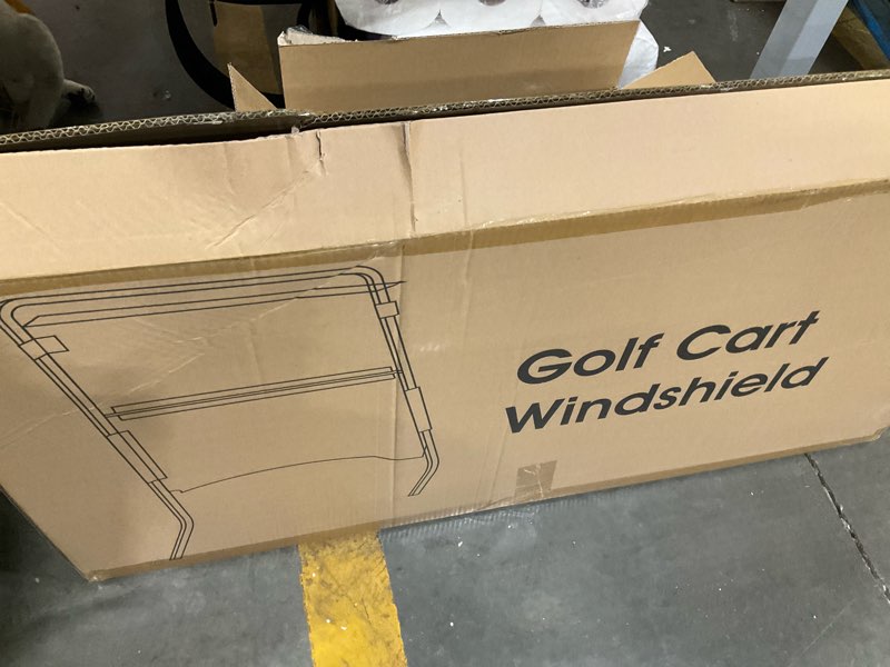 Condition photo showing As Is for ezgo golf cart windshield ezgo txt windshield replacement for front fits 1995 to 2013 ezgo txt and medalist models foldable tinted uv protection and impact resistant pc shield