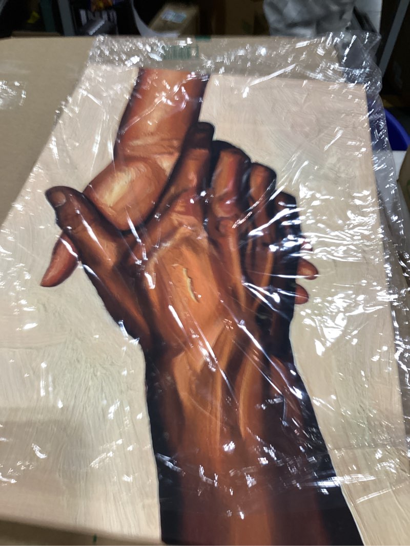Condition photo showing New/Like New for Black Couple Love Wall Art Black People Canvas Wall Decor African American Couple Art Pictures Afro Man Woman Poster Holding Hands Prints Painting for Bedroom Living Room 16x24 Inch Ready to Hang 3Pcs 16''x24'' Wrapped Canvas Black Couple Art