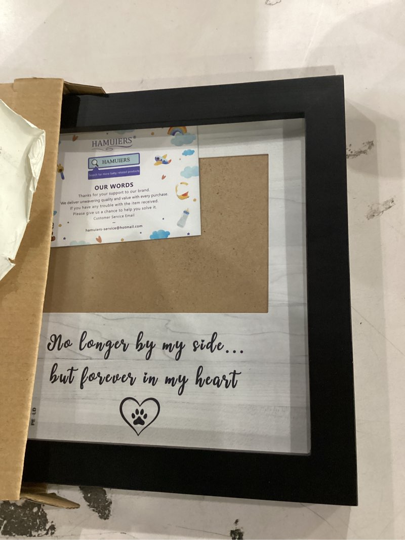Condition photo showing Good Condition for dog memorial picture frame for pet loss gifts - solid wood remembrance photo frame - dog or cat passing away sympathy gift, timeless keepsake for tabletop or wall mount (no longer) black/no longer