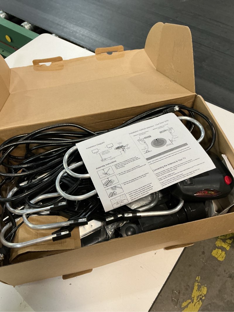 Condition photo showing As Is for tv antenna outdoor,360° omni-directional reception long 200+ miles range enhance vhf&uhf 4k 1080p ready hdtv antenna with added stability for outdoor/attic,rg6 coax cable
