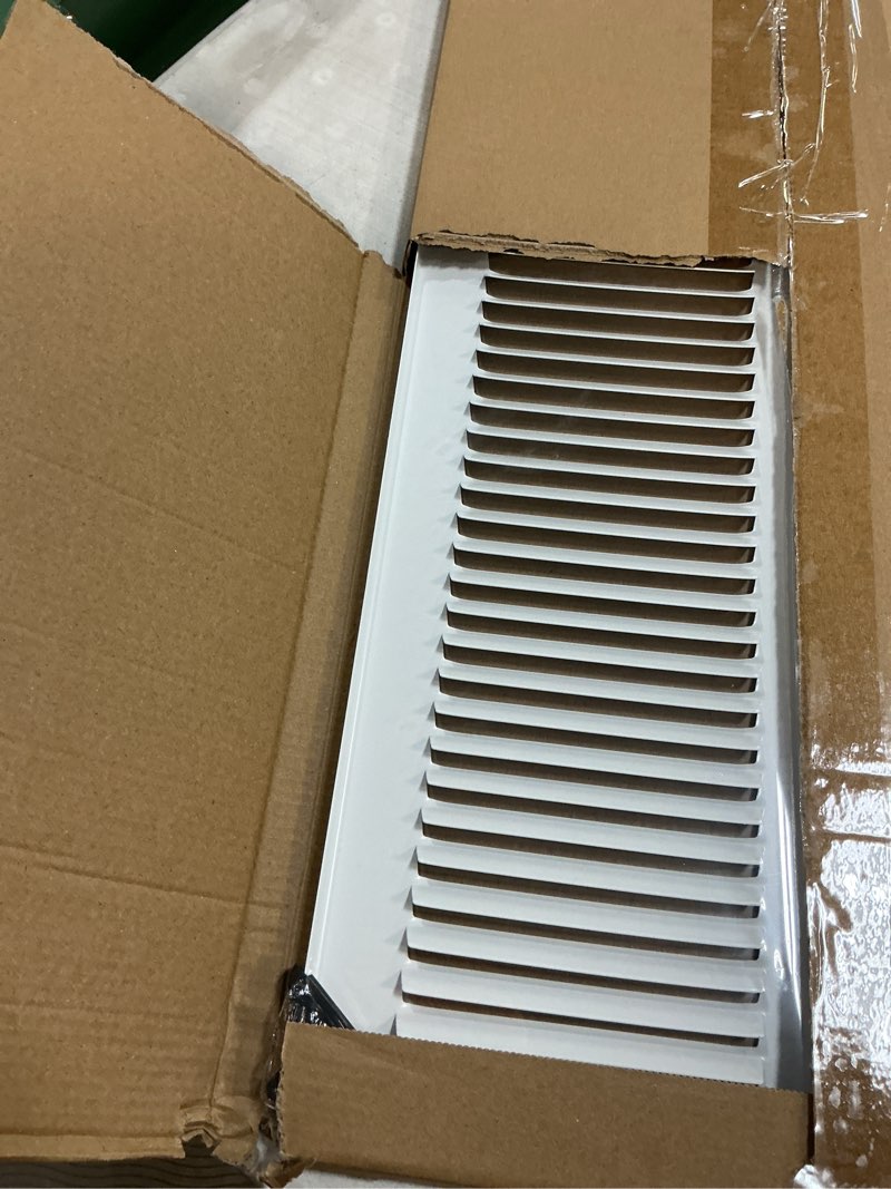 Condition photo showing Good Condition for HVAC Premium 10'' x 28'' [Duct Opening] Flat Stamped Steel Return Air Grille - Sidewall and Ceiling - HVAC Vent Duct Cover - White [Outer Dimensions: 11.75''w X 29.75''h]