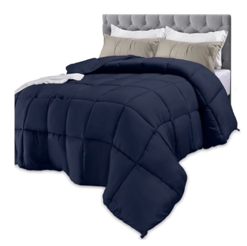 Bedding Comforters Twin Size, All Season Duvet Insert, Down Alternative Box Stitched Bed Comforter with Corner Tabs, Machine Washable (Navy)