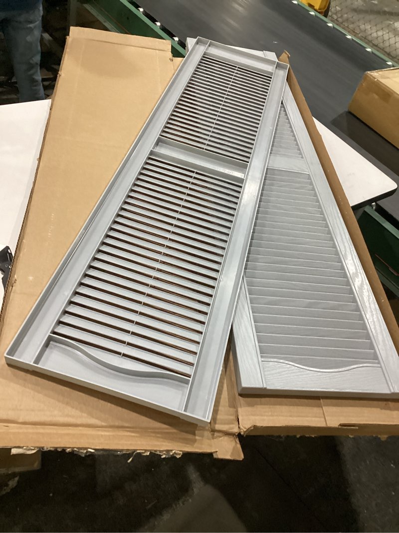 Condition photo showing Good Condition for 15 x 60-in. paintable louvered shutters, pair