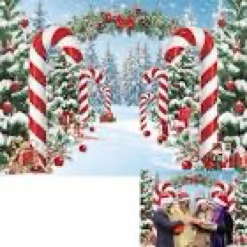 zthmoe fabric 12x8ft merry christmas cane candy photography backdrop winter snow scene xmas tree bac