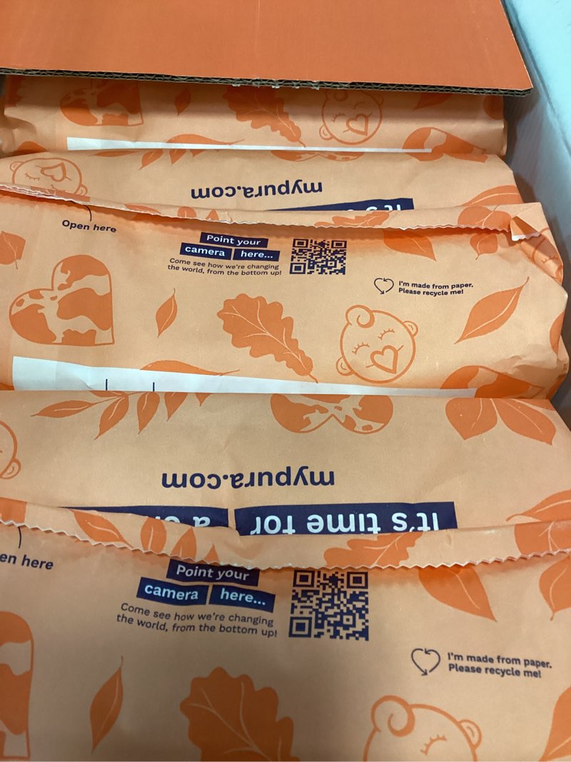 Condition photo showing New/Like New for pura hypoallergenic diapers size 2 (7-13 lbs) monthly pack, totally chlorine free, wetness indicator, suitable for sensitive skin, soft organic cotton comfort, overnight, 6 packs of 29 (174 diapers) size 2 174