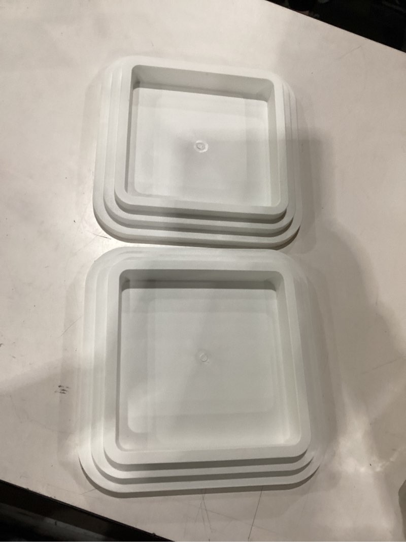 Condition photo showing Good Condition for tall outdoor planters set of 2, 24" tapered outdoor tall white planter for front porch, large indoor modern planter flower pots with tray, drainage holes (ribbed) white ribbed 24"