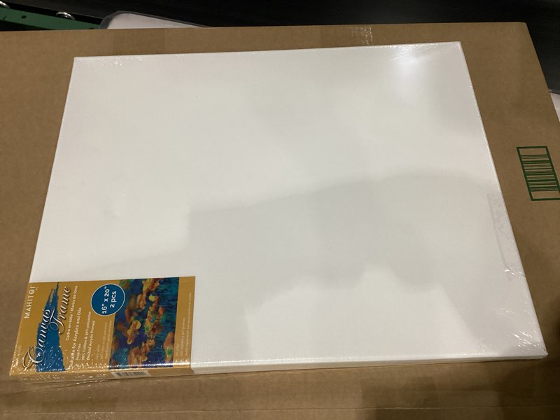 MAHITOI ™ 2-PC, 16”x 20” Medium Weight Stretched Canvas Wood Frame Value Pack, White, Acid-Free, Oil