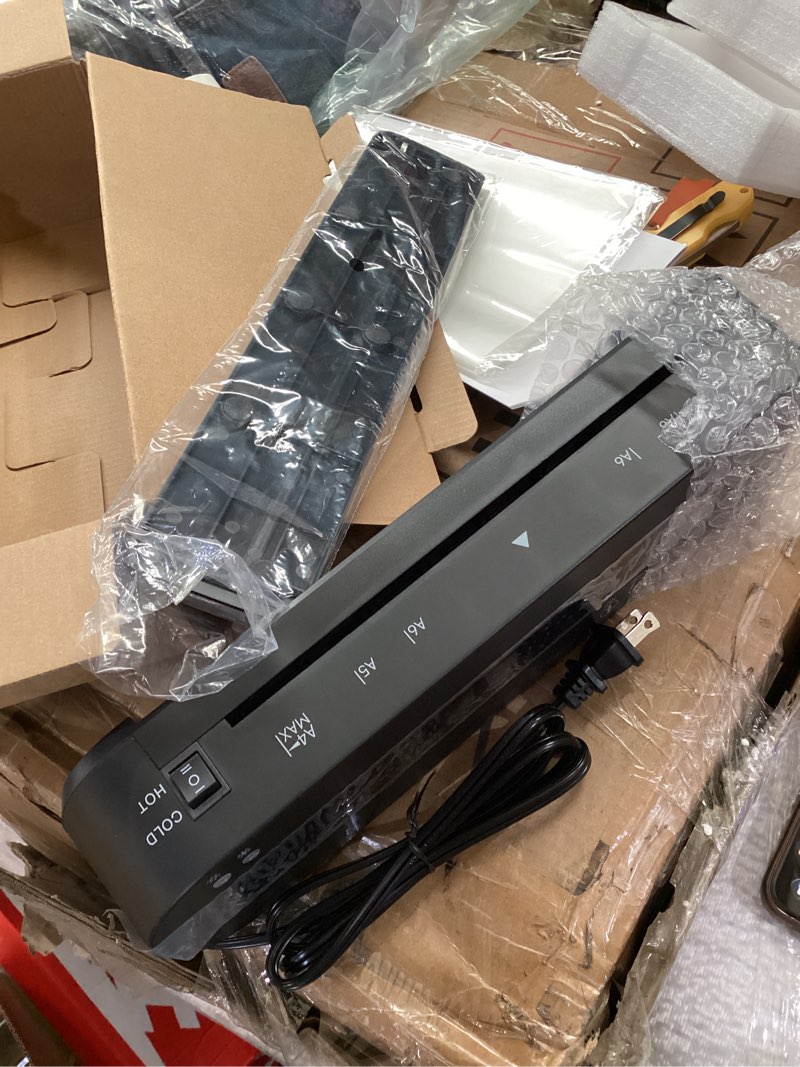 Condition photo showing Good Condition for laminator machine, a4 laminators hot & cold with 20 laminating sheets and trimmer, 9 inch laminating machine for office, school, business and home black