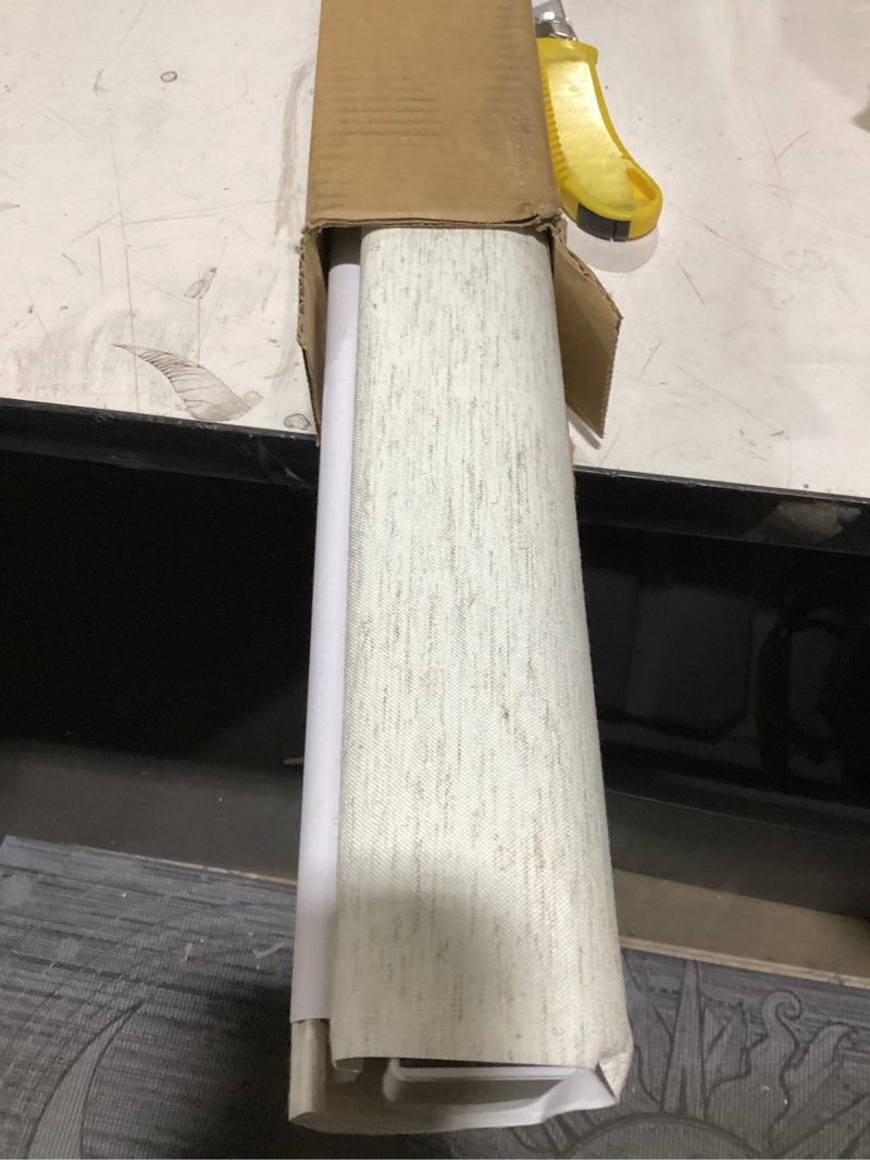 Condition photo showing As Is for cordless roller shades blackout blinds for windows room darkening rolled up shades with spring system, uv protection window shades door blinds for home and office (34.5" w x 72" h, linen cream 34.5"w x 72"h linen cream