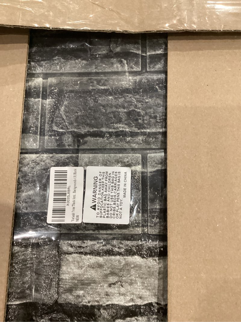 Condition photo showing Good Condition for yutianli 7mm thick anti-collision self adhesive 3d wall panels peel and stick,10-pack 57 sq.ft antique foam wall panel faux brick wall panels faux stone wall panels for bedroom (10, black)