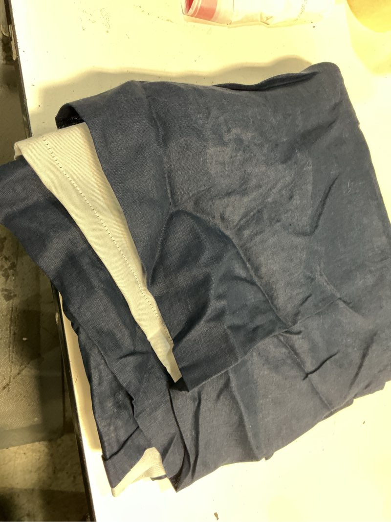 Condition photo showing Good Condition for quince european linen room darkening curtain, 48x108, navy single pane,l