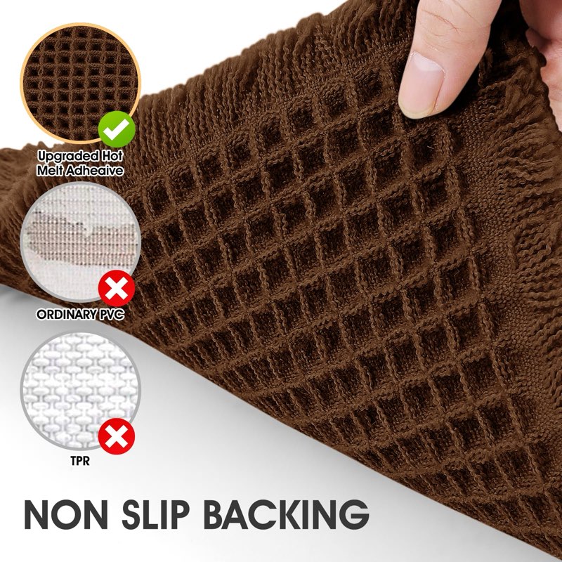 IM HOME Waffle Bath Mat Set 3 Piece Brown,Woven Modern Bath Rug Mats, Absorbent Non Slip Bath Floor 