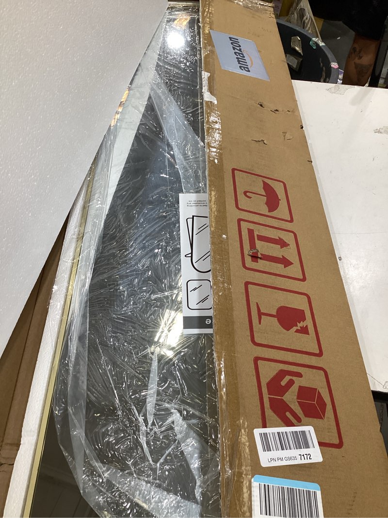 Condition photo showing Good Condition for trahome arched full length mirror, 56"x15" standing body mirror for wall, with aluminum alloy frame for bedroom, living room, dressing room(gold)