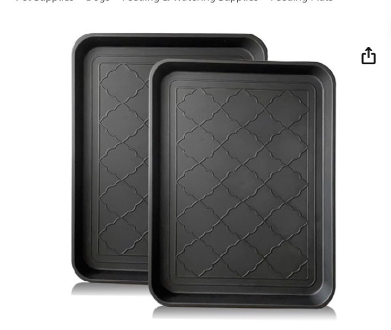 petlike boot tray for entryway indoor/outdoor, hard plastic pet food mat 2pack,16.7 x 12.8 inch waterproof shoe tray, multi-purpose trays for boots, shoes, pets, garden