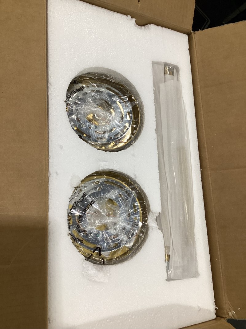 Condition photo showing As Is for 2-Pack Pendant Lights Kitchen Island, 8" Brushed Gold Hanging Light Fixtures with Clear Glass Shade, Modern Brass Kitchen Pendant Lighting Over Island for Dining Room, AD-24024-1P2L-GD Brushed Gold 8", 2-Pack