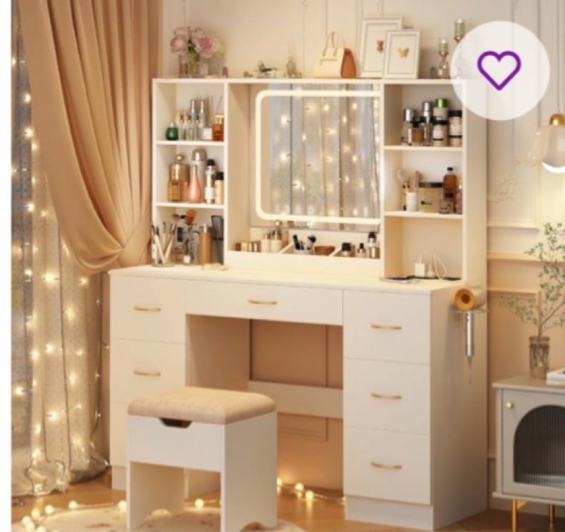 (Different color )47\"  Vanity Desk with LED Lighted Mirror,Drawers & Cabinets, Makeup Table with Power Outlet,  Adjustable Lighting Modes