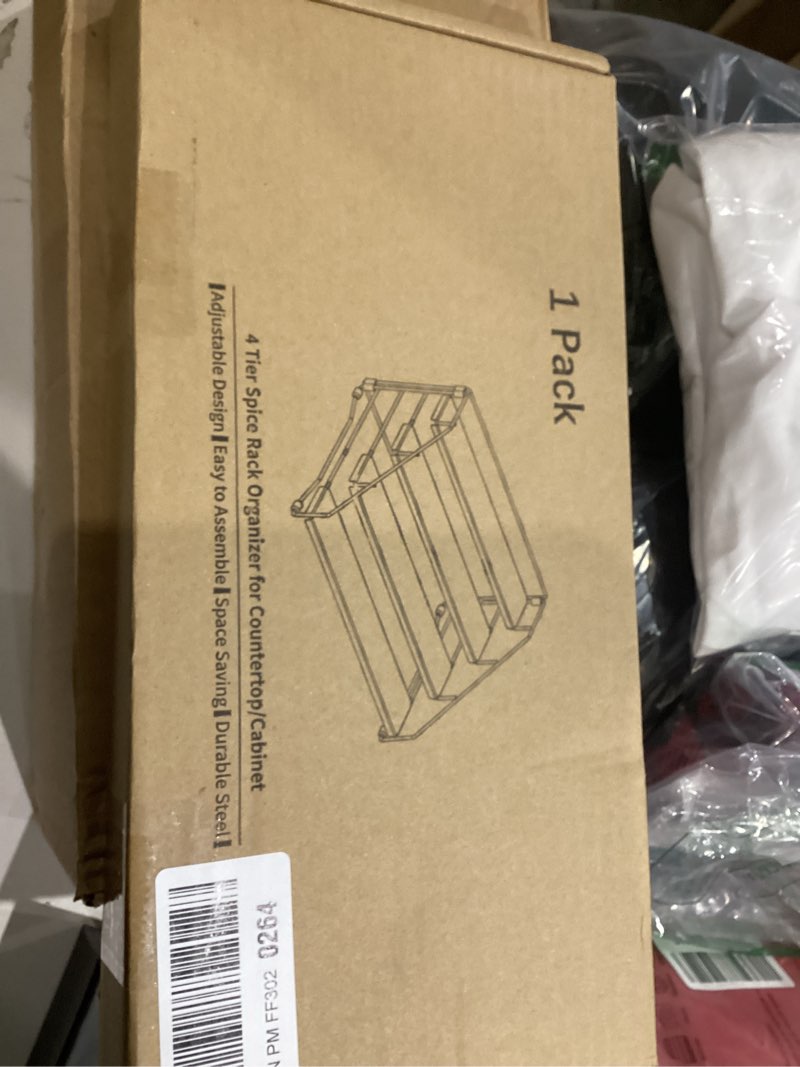 Condition photo showing New/Like New for Spice Organizer for Cabinet Black, 4 Tier Spice Rack for Countertop, Depth Adjustable Seasoning Organizer, Spice Shelf for Kitchen